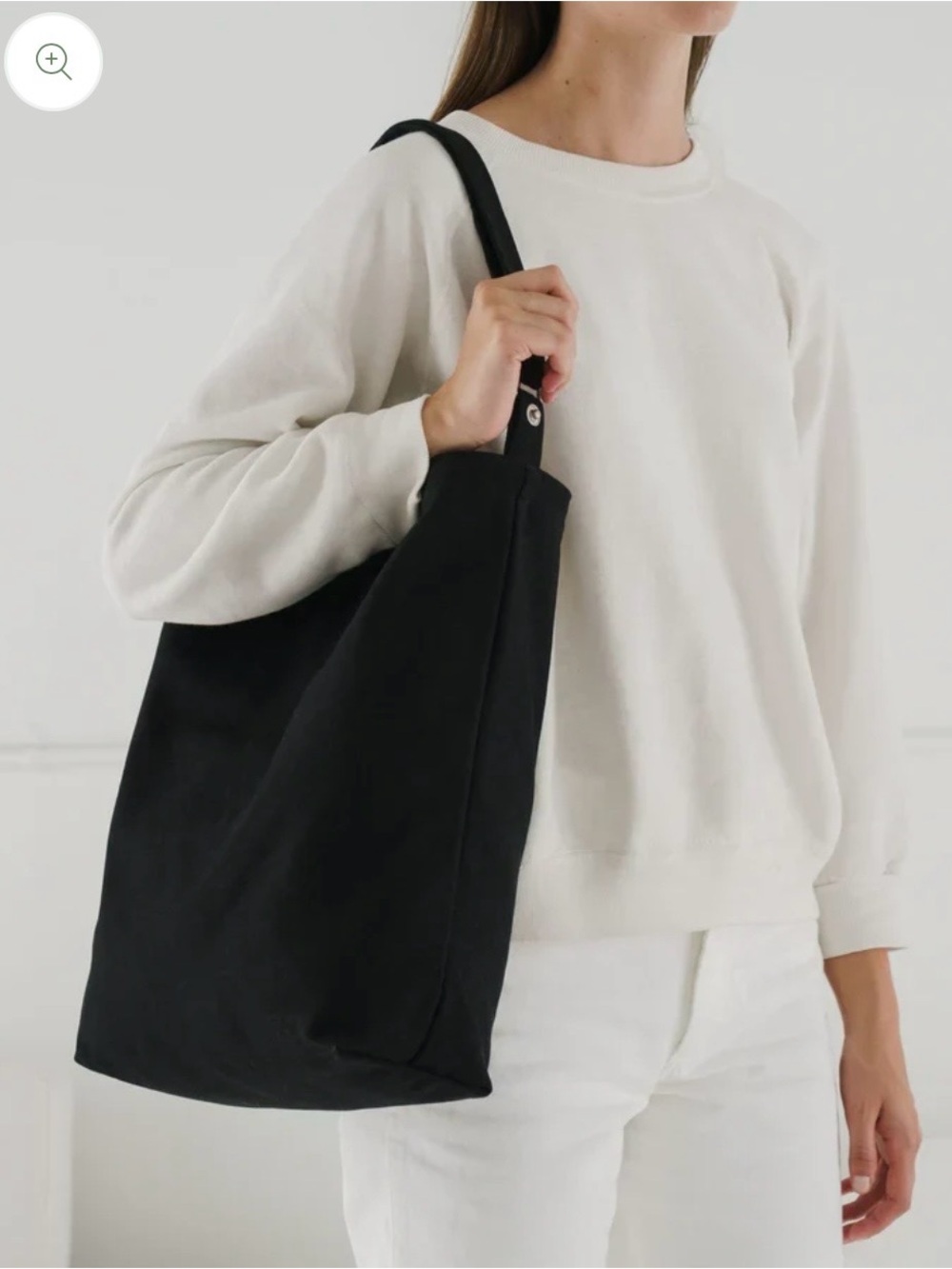 BAGGU Duck Bag Black Canvas Tote Bag with Adjustable Strap